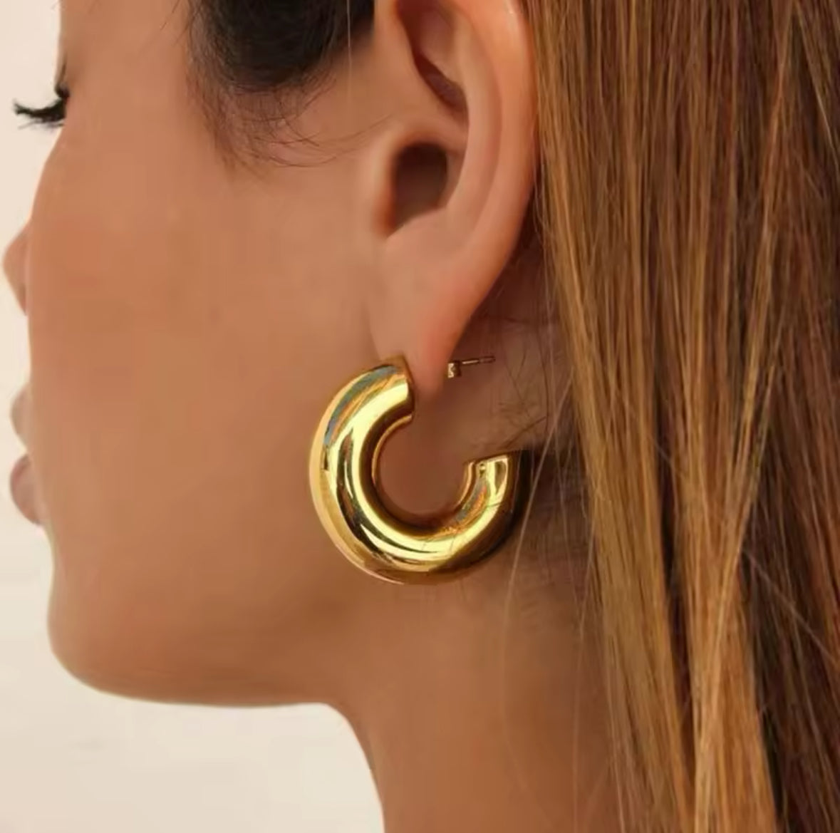 Matching cuff and earring duo in polished gold stainless steel - Let's Jam, Camden Town London