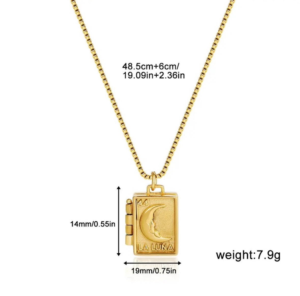 Back of a locket pendant showing the smooth polished gold-plated finish - Let's Jam, Camden Market, London