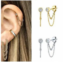 Load image into Gallery viewer, 925 Sterling Silver Earrings • Stud Double Chain
