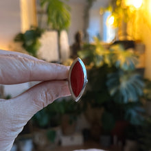 Load image into Gallery viewer, Ring • Eye Shape • 925 Sterling Silver with Coral
