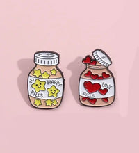 Load image into Gallery viewer, Pins / Badge - Love &amp; Happy Pills Bottle
