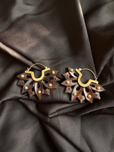 Load image into Gallery viewer, Handcrafted Earrings • Sculpted Wood Lotus
