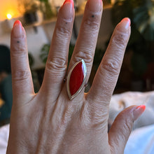 Load image into Gallery viewer, Ring • Eye Shape • 925 Sterling Silver with Coral
