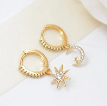 Load image into Gallery viewer, 925 Sterling Silver Earrings • Star &amp; Moon
