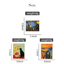 Load image into Gallery viewer, Pins / Badge - Famous Art Picture Frames with Cats
