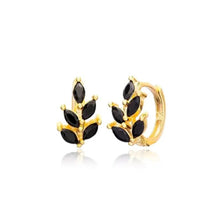 Load image into Gallery viewer, 925 Sterling Silver Earrings • Black Zirconia Leaf
