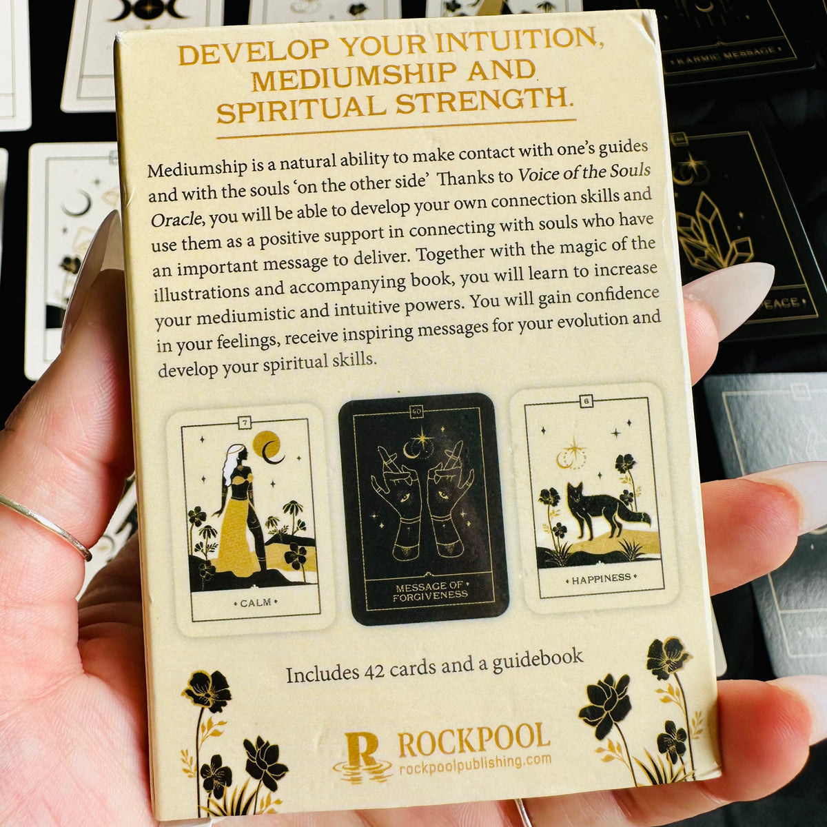 A single Voice of the Souls oracle card held in the hand - Let's Jam, Camden Market London