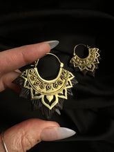 Load image into Gallery viewer, Handcrafted Earrings • Sculpted Wood Lotus
