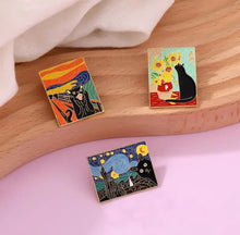 Load image into Gallery viewer, Pins / Badge - Famous Art Picture Frames with Cats
