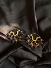 Load image into Gallery viewer, Handcrafted Earrings • Sculpted Wood Lotus
