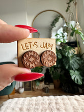 Load image into Gallery viewer, Wooden Stud Earrings - Aztec
