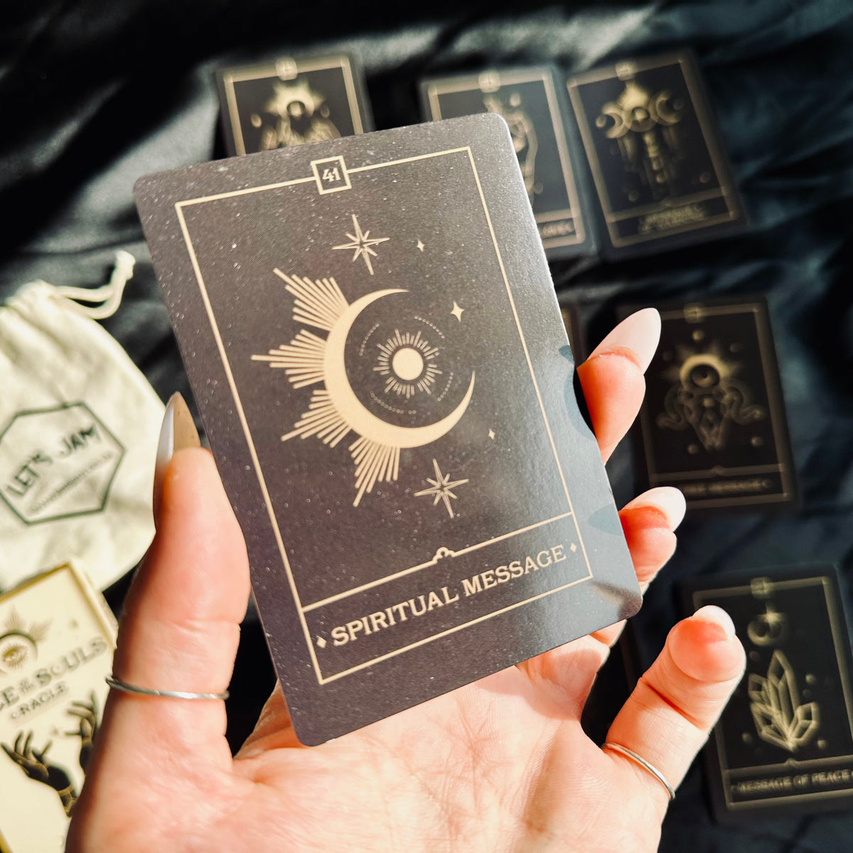 Close view of a Voice of the Souls card and its gold line artwork - Let's Jam, Camden Town