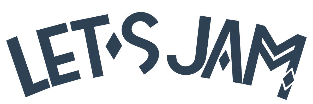 Let's Jam logo in slate blue - Camden Town