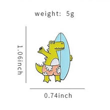 Load image into Gallery viewer, Pins / Badge - Surfing Bear &amp; Crocodile
