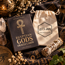 Load image into Gallery viewer, «Egyptian Gods» Oracle Deck + Bag + Smudging Stick
