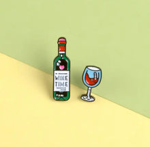 Load image into Gallery viewer, Pins / Badge - Wine Bottle &amp; Glass
