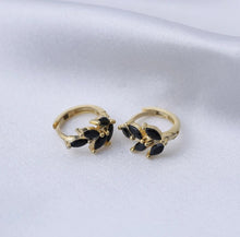 Load image into Gallery viewer, 925 Sterling Silver Earrings • Black Zirconia Leaf
