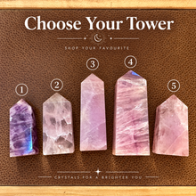 Load image into Gallery viewer, Five polished amethyst crystal towers numbered one to five to choose from - Let's Jam, Camden Market
