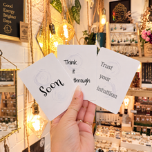 Load image into Gallery viewer, Three Answers Oracle cards — Soon, Think It Through and Trust Your Intuition - Let's Jam, Camden Market London

