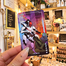 Load image into Gallery viewer, Death card from the Eldritch Overload deck in neon purple and pink - Let's Jam, Camden Town London

