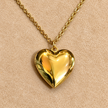 Load image into Gallery viewer, Gold heart locket on a chain - Let's Jam, Camden Market, London
