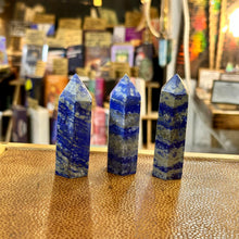 Load image into Gallery viewer, Lapis lazuli towers eleven to thirteen standing in the shop - Let's Jam, Camden Market London
