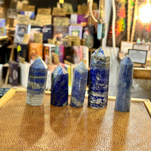 Load image into Gallery viewer, Lapis lazuli towers six to ten standing in the shop - Let's Jam, Camden Market, London
