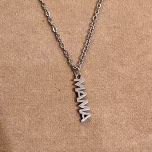 Load image into Gallery viewer, Silver MAMA word pendant on a chain - Let's Jam, Camden Town London
