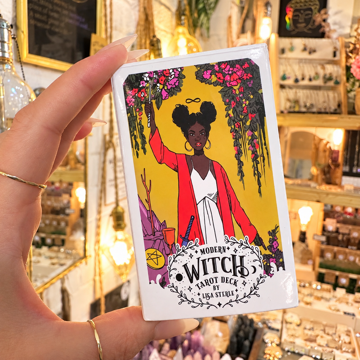 Modern Witch Tarot box held in the hand in the shop - Let's Jam, Camden Market
