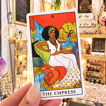 Load image into Gallery viewer, The Empress card with a modern figure in white and orange - Let's Jam, Camden Town London
