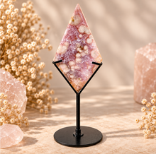 Load image into Gallery viewer, Rare pink amethyst mounted on its own stand, 24cm tall - Let's Jam, Camden Market
