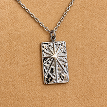 Load image into Gallery viewer, Silver rectangle star pendant on a chain - Let's Jam, Camden Town
