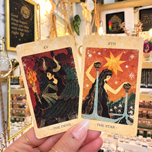 Load image into Gallery viewer, The Devil and The Star cards from The Solar Kingdom deck - Let's Jam, Camden Market London
