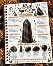 Load image into Gallery viewer, Black tiger's eye crystal meaning infographic - Let's Jam jewellery, Camden Market
