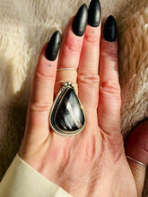 Load and play video in Gallery viewer, Handmade &amp; Sterling Silver Rings Collection - Silver Sheen Black Obsidian

