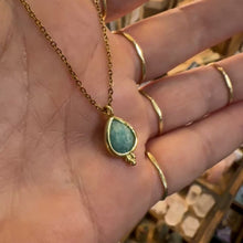 Load and play video in Gallery viewer, Video of the faceted amazonite tear drop necklace - Let's Jam, Camden Market London
