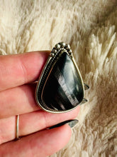 Load and play video in Gallery viewer, Handmade &amp; Sterling Silver Rings Collection - Silver Sheen Black Obsidian
