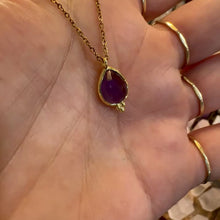 Load and play video in Gallery viewer, Video of the faceted amethyst tear drop necklace - Let's Jam, Camden Town London
