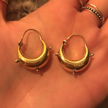 Load image into Gallery viewer, Small chunky gold hoop earrings with bead accents - Let's Jam jewellery collection
