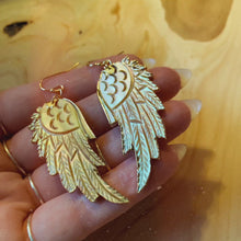 Load and play video in Gallery viewer, Angel Wings • Yellow Mother of Pearl Earrings • Hand Carved
