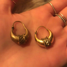 Load image into Gallery viewer, Gold hoop earrings with woven basketweave texture band - Let's Jam jewellery collection
