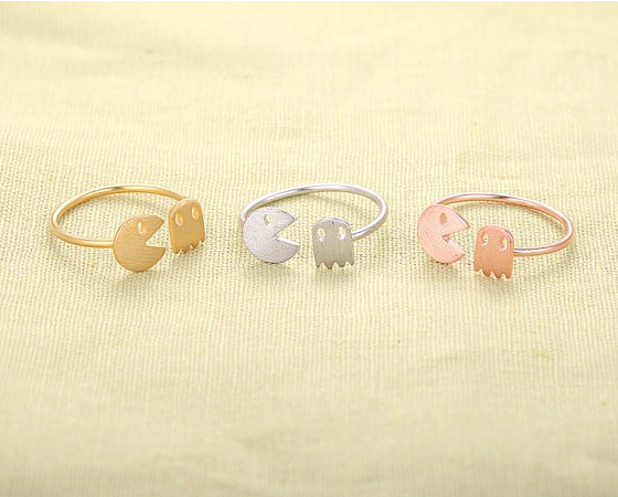 Minimal Pac-Man ring from the Let's Jam minimalist rings collection - Camden Market, London