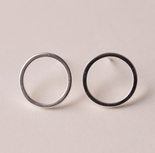 Load image into Gallery viewer, Stud Earrings • Sterling Silver • Hollow Circle
