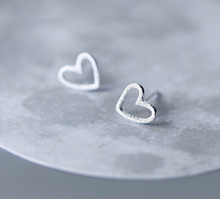 Load image into Gallery viewer, Stud Earrings • Sterling Silver • Hollow Heart
