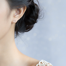 Load image into Gallery viewer, Stud Earrings • Sterling Silver • Hollow Heart
