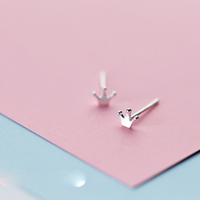 Load image into Gallery viewer, Stud Earrings • Sterling Silver • Tiny Crown
