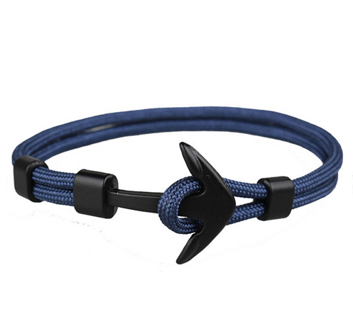 Woven black cord bracelet for men, side view showing the tight braid - Let's Jam, Camden Market, London