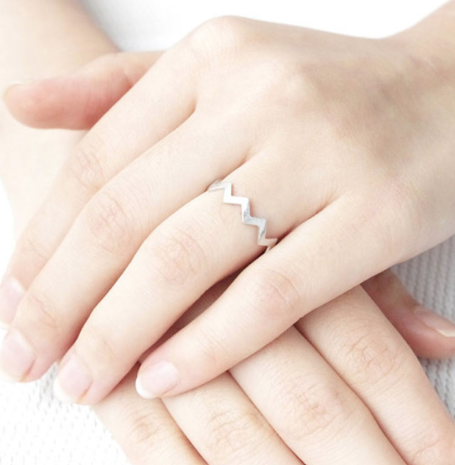 Minimal zigzag ring in gold, silver or rose gold, stackable with other Let's Jam rings - Camden Market, London