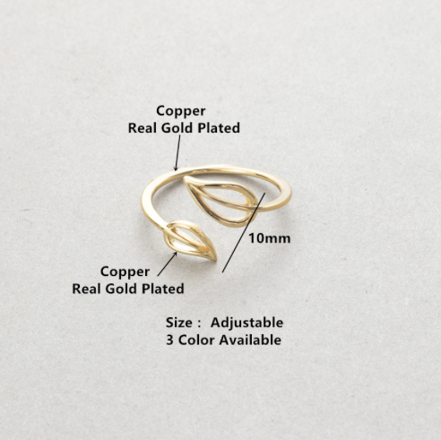 Leaf rings in gold, silver and rose gold, botanical stacking rings - Let's Jam, London