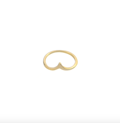 V shape ring shown close up, delicate arrow-like band - Let's Jam jewellery, London